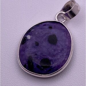 Purple Charoite Pendant Sterling Silver 1” New
